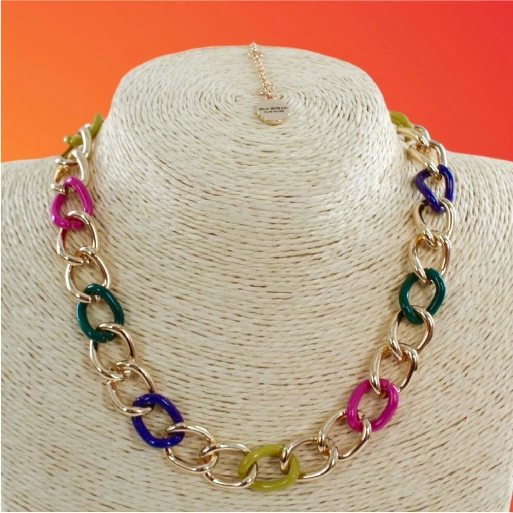 Isaac Mizrahi New York Gold & Colorful Enamel Chain Link Necklace